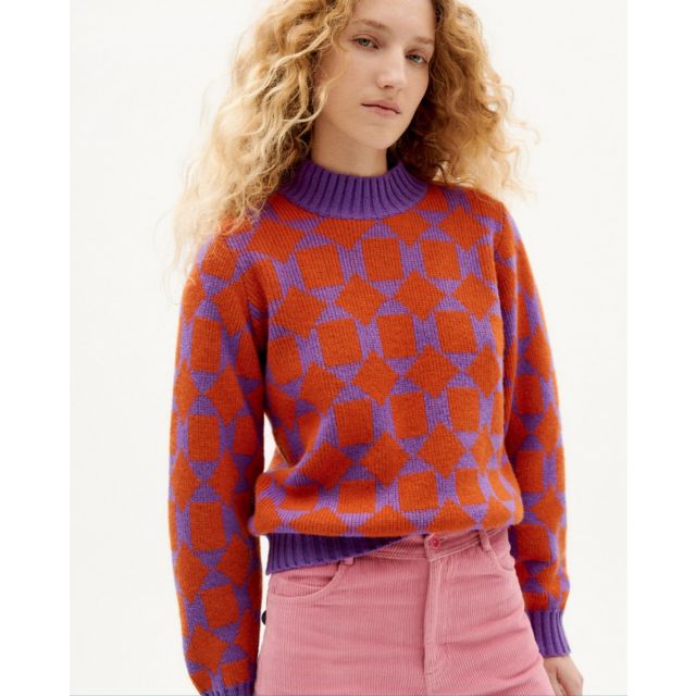 Squares OPS - Pullover - violet, orange 