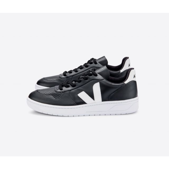 V-10 LEATHER - Sneaker - black white white sole